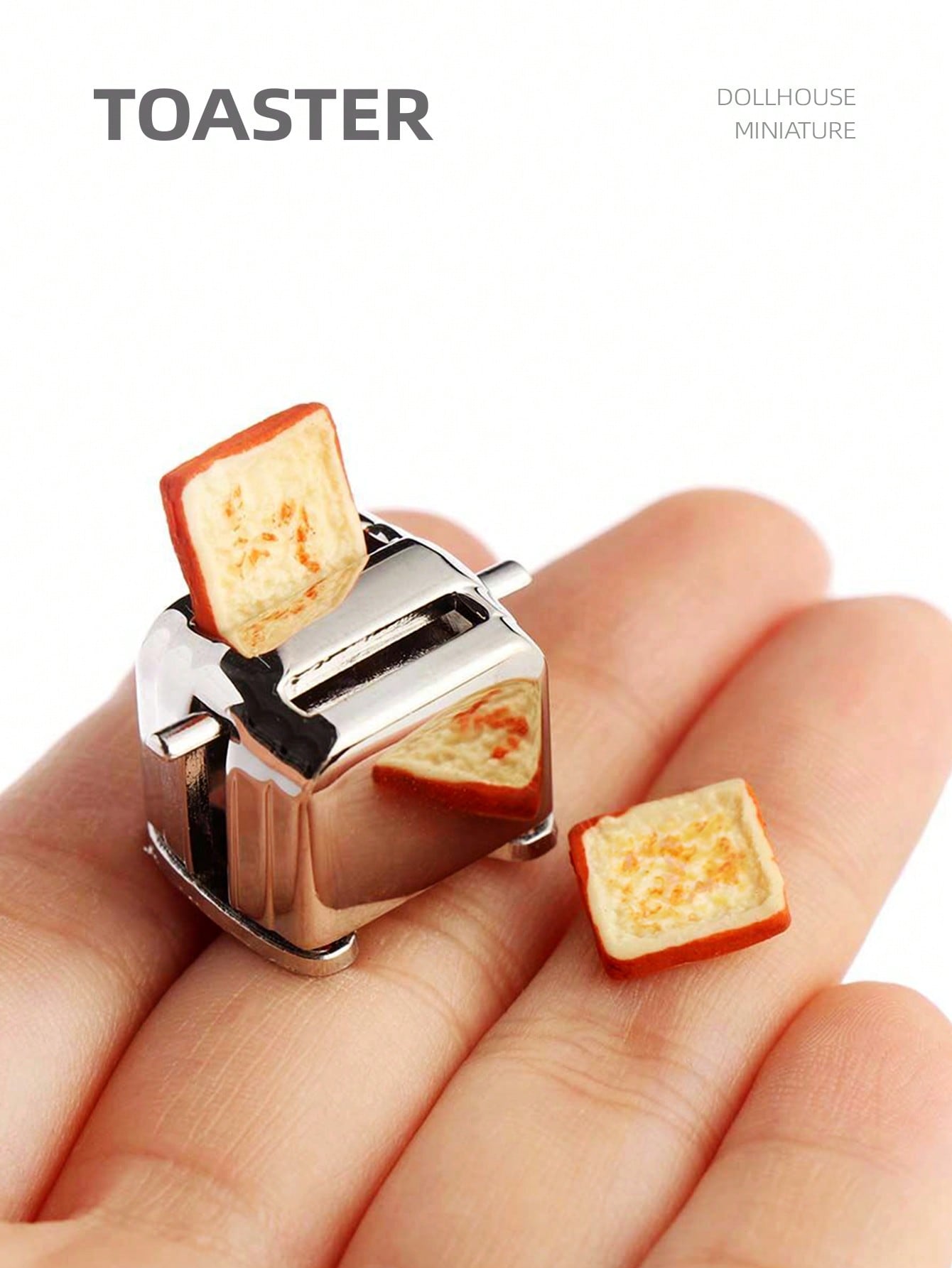 Bread Maker Machine - 1:12 ドールハウスミニチュアトースター、家の装飾用ミニシミュレーションキッチン家電アクセサリー、パン2枚付き