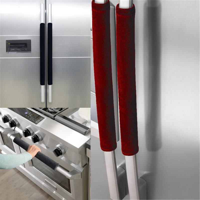 Kitchen Appliances Red Knobs - 滑り止め冷蔵庫ドアハンドルカバー、キッチン家電装飾、冷蔵庫ノブプロテクター、黒、灰色、赤、ca、1セットあたり2個