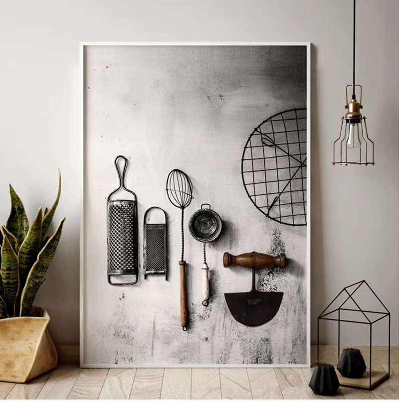 Kitchen Appliances Pictures - 北欧モダンスタイルのキッチン用品と家電ポスターアートキャンバス写真、リビングルームの家の装飾絵画、フレームなし