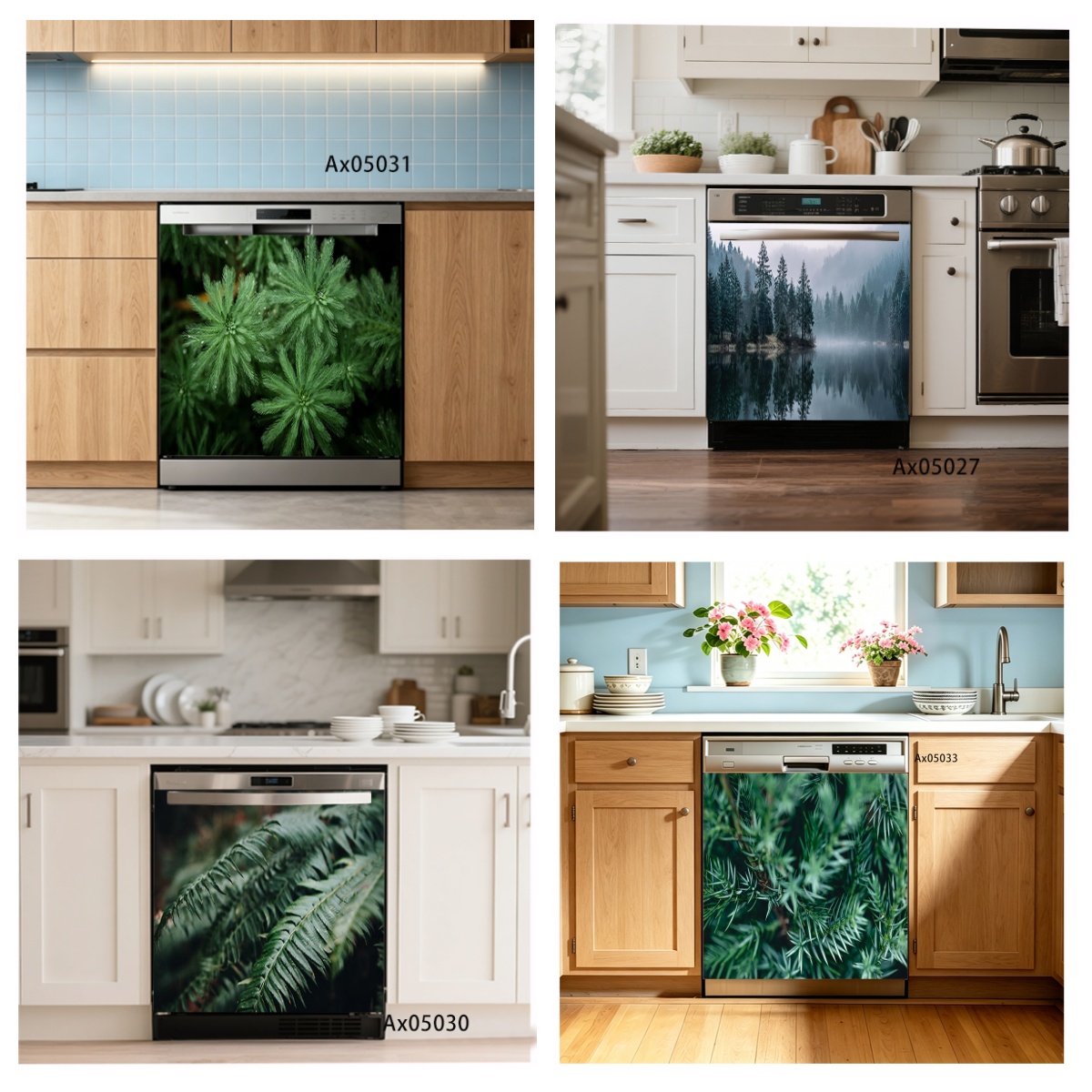 Kitchen Appliances Green - グリーンパインパームリーフ家電食器洗い機ステッカー キッチン家具用 自然 ホームキャビネット ワードローブドア 美的装飾