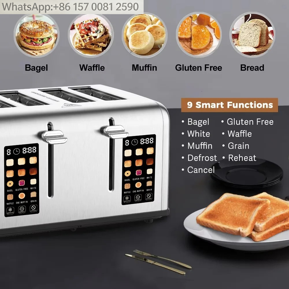 大型デジタルスクリーン電気トースター4枚焼き、タッチコントロ - Toaster 4 Slice のレビューと価格
