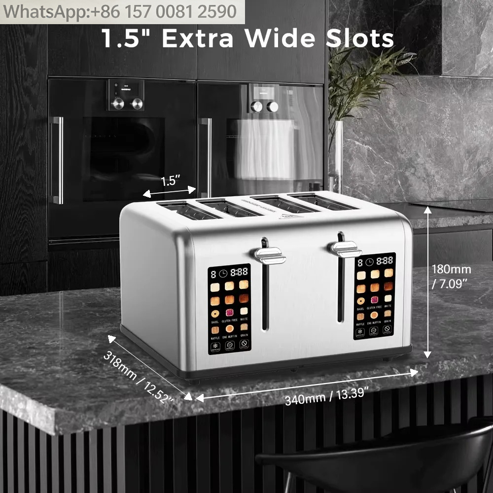 大型デジタルスクリーン電気トースター4枚焼き、タッチコントロ - Toaster 4 Slice のレビューと価格