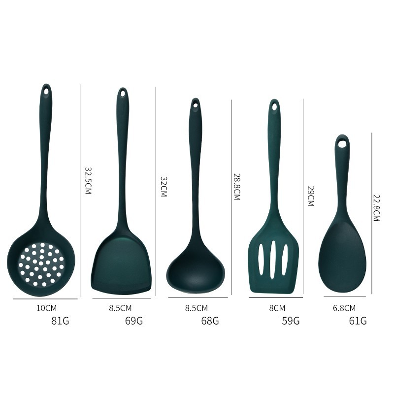 5 個の食品グレードのシリコーンキッチン用品セット耐熱性ノン - Kitchen Appliances Green のレビューと価格
