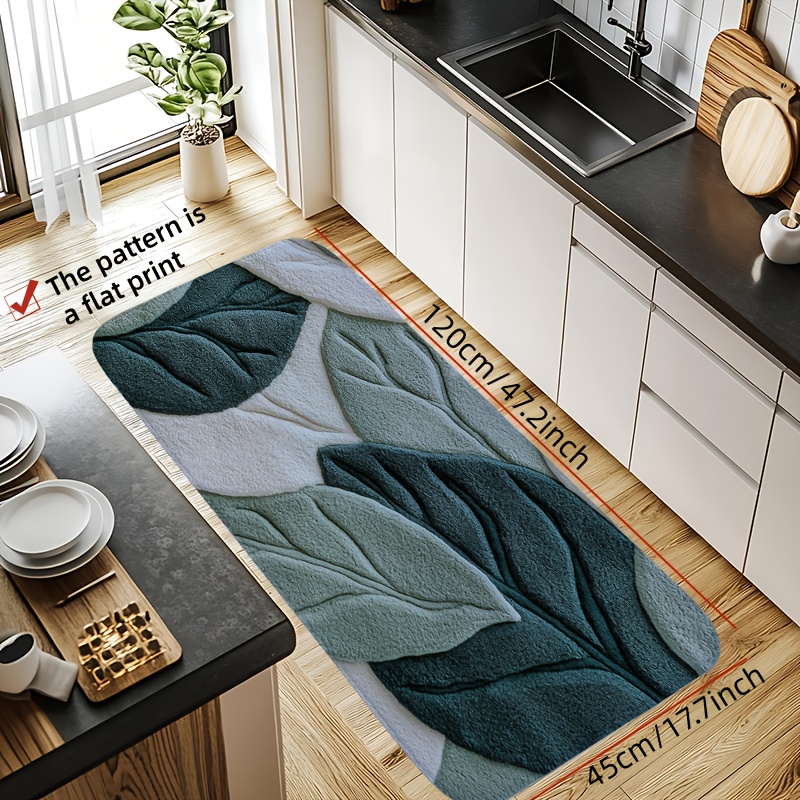 グリーンリーフプリントバスマット – 滑り止め、耐久性のある - Kitchen Appliances Green のレビューと価格